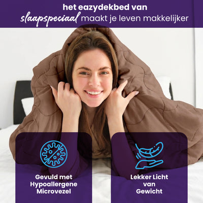 eazydekbed® Sommer-Bettdecke – Taupe/Creme – ohne Bezug und waschbar