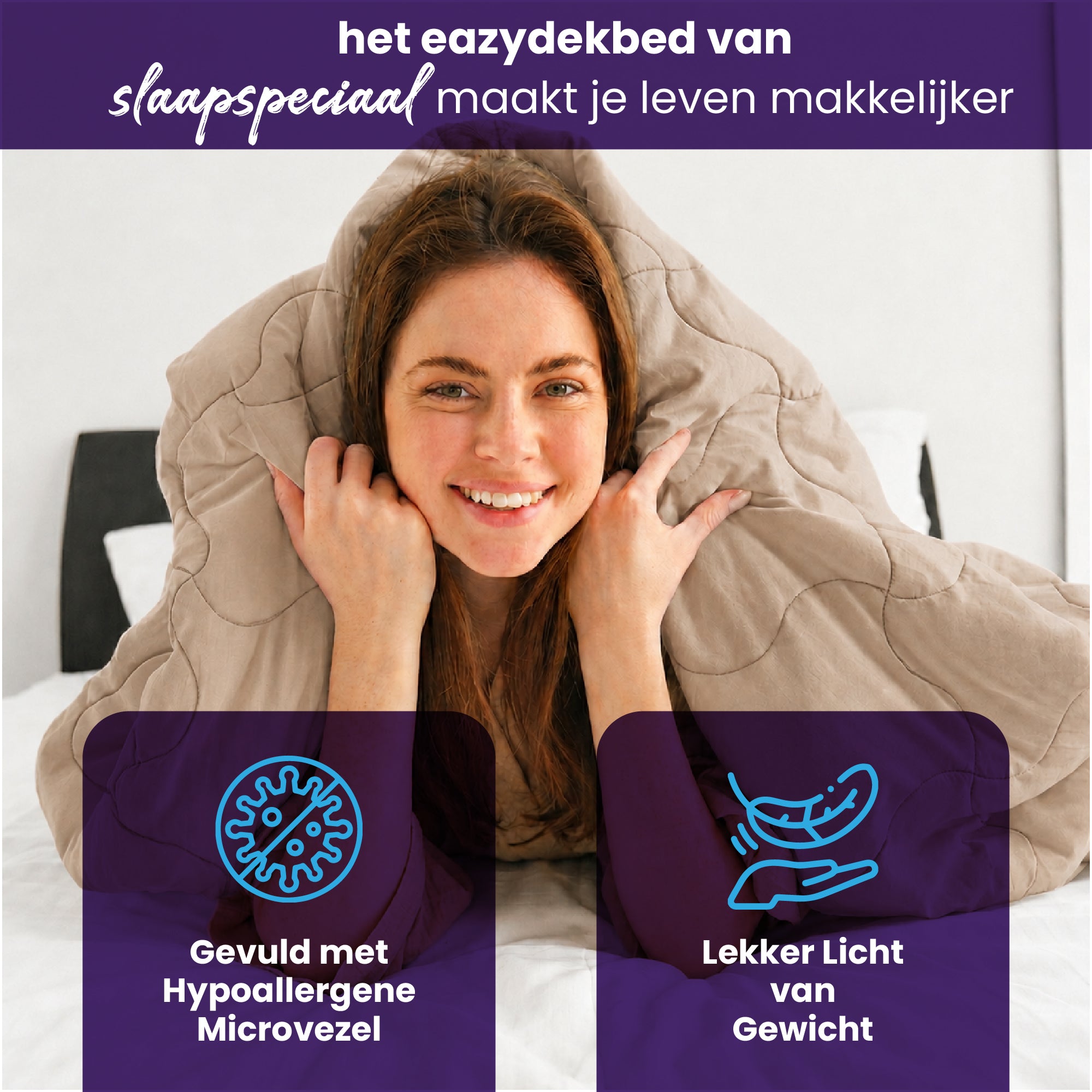 eazydekbed® - Zomerdekbed - Grijs/Taupe
