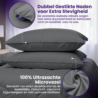 eazydekbed® Essential Kussensloop - Antraciet - 60x70 cm - 2 Stuks