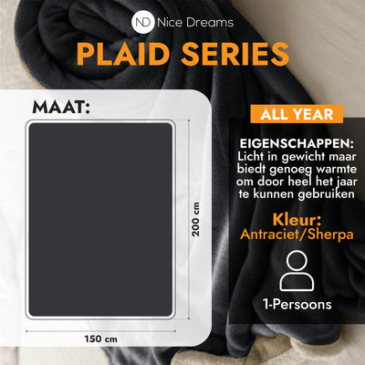 Sherpa Fleece Plaid - Velvet & Sherpa Deken - Extra Zacht, Warm & Luxe - 150x200 cm