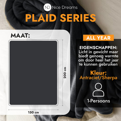 Sherpa Fleece Plaid - Velvet & Sherpa Deken - Extra Zacht, Warm & Luxe - 150x200 cm
