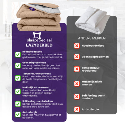 eazydekbed® - Zomerdekbed - Grijs/Taupe