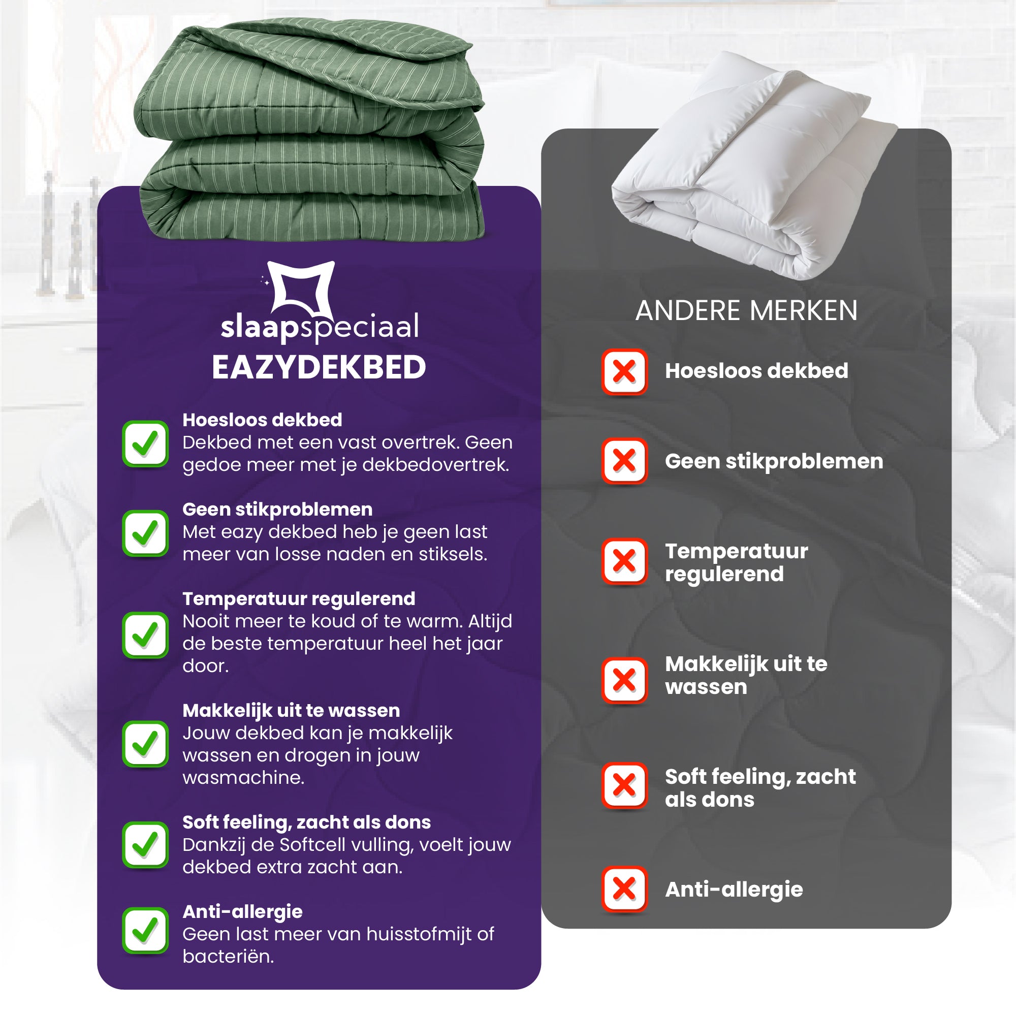 eazydekbed® - Zomerdekbed - Groen Stripe