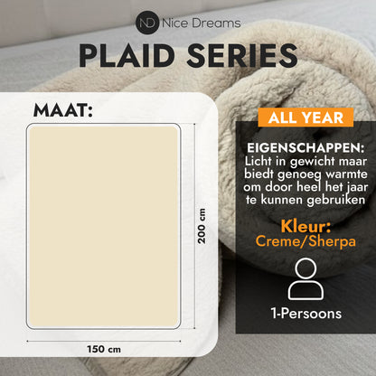 Sherpa Plaid - Sherpa Extra Dik Deken - Extra Zacht, Warm & Luxe - 150x200 cm - Taupe