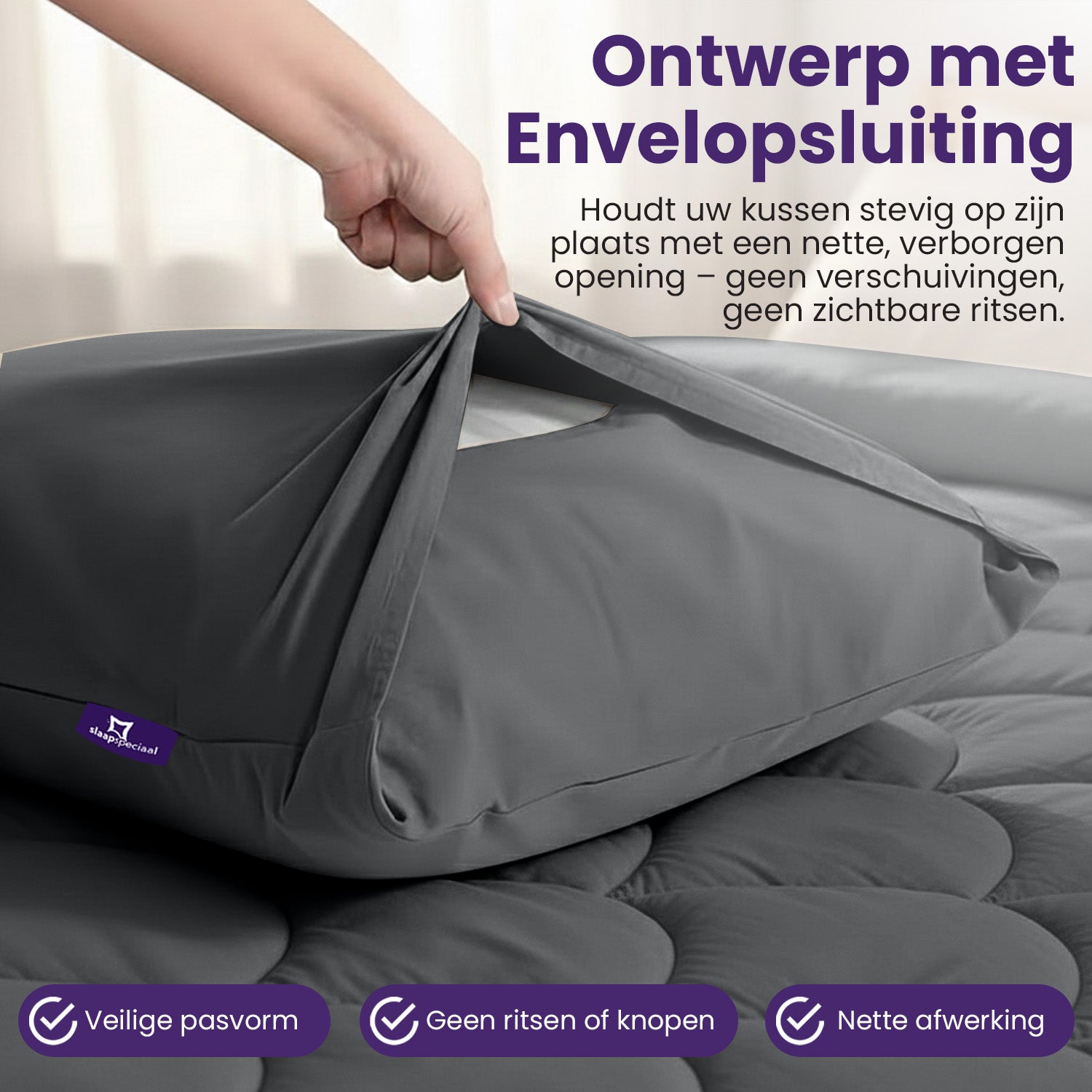 eazydekbed® Essential Kussensloop - Antraciet - 60x70 cm - 2 Stuks