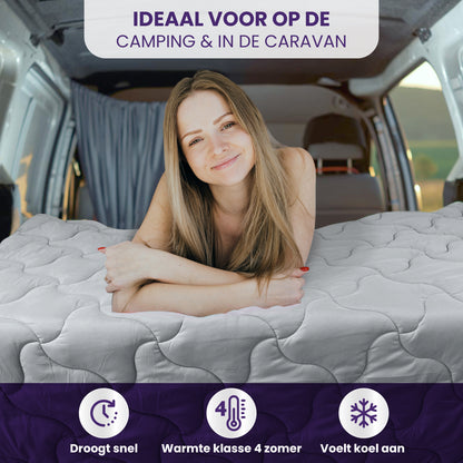 eazydekbed® Zomerdekbed – Blauw/Grijs - Hoesloos & Wasbaar
