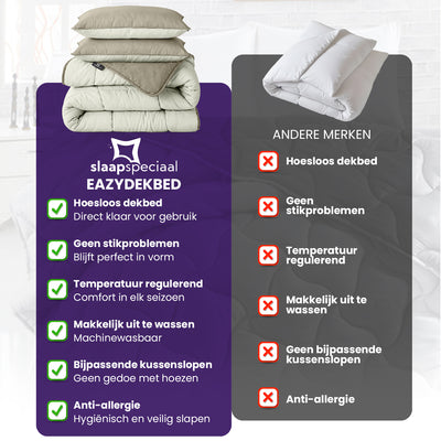eazydekbed® - All-year  - Ivoor/Taupe + Kussenslopen