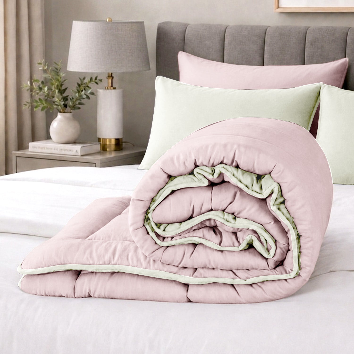eazydekbed® - All-year  - Roze/Ivoor + Kussenslopen