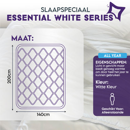 Slaapspeciaal All year dekbed enkel - Essential White Series - Dekbed Geschikt Voor Alle Seizoenen - Zomerdekbed & Winterdekbed - Anti Allergie - Hoogwaardige Ultra Soft - Hotelkwaliteit