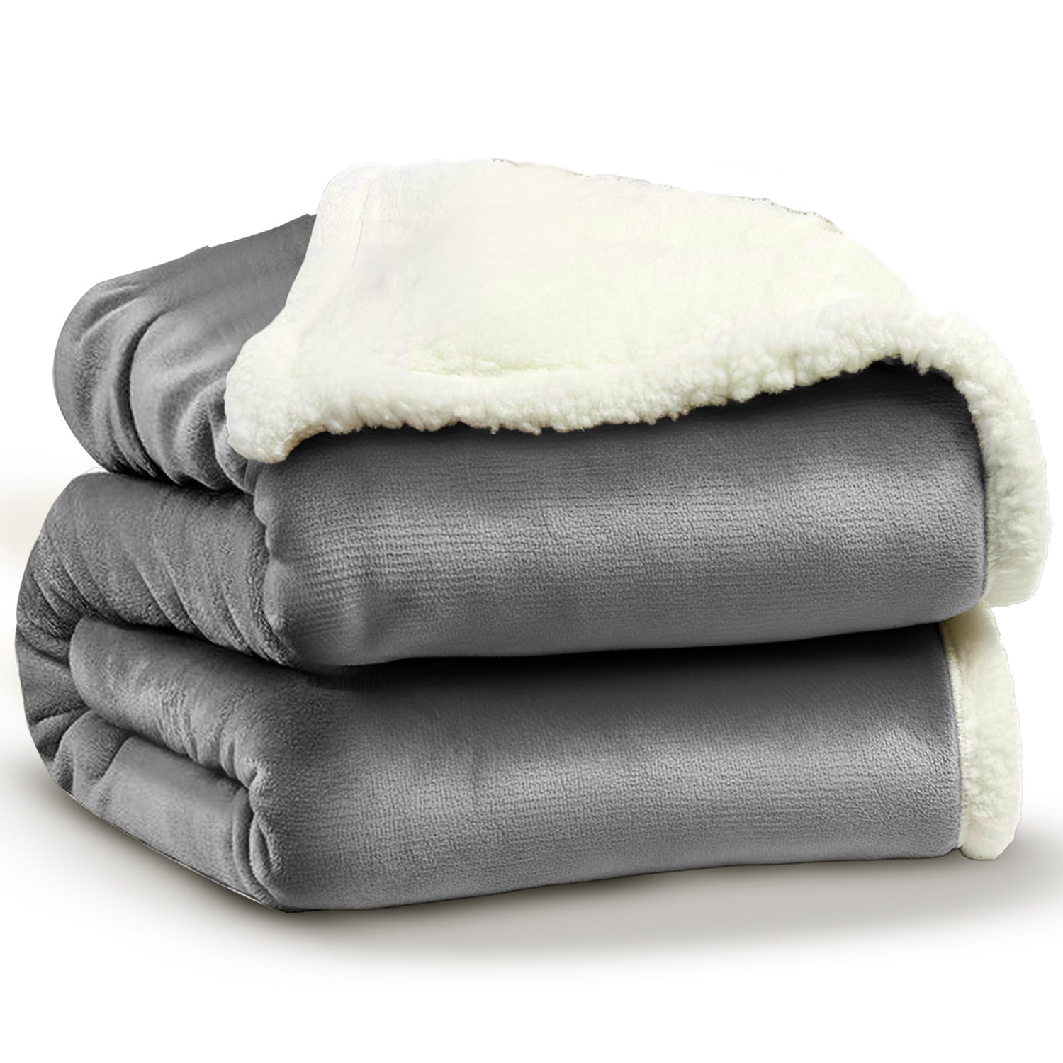 Sherpa Fleece Plaid - Velvet & Sherpa Deken - Extra Zacht, Warm & Luxe - 150x200 cm - Grijs