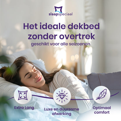 Slaapspeciaal Eazydekbed - Grijs - Dekbed Zonder Overtrek, Extra Lang, Luxe Gelvezels, Anti-Allergisch & Perfect Voor Elk Seizoen