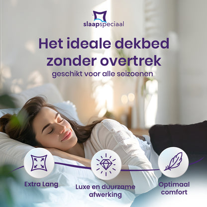 Slaapspeciaal Eazydekbed - Zwart - Dekbed Zonder Overtrek, Extra Lang, Luxe Gelvezels, Anti-Allergisch & Perfect Voor Elk Seizoen