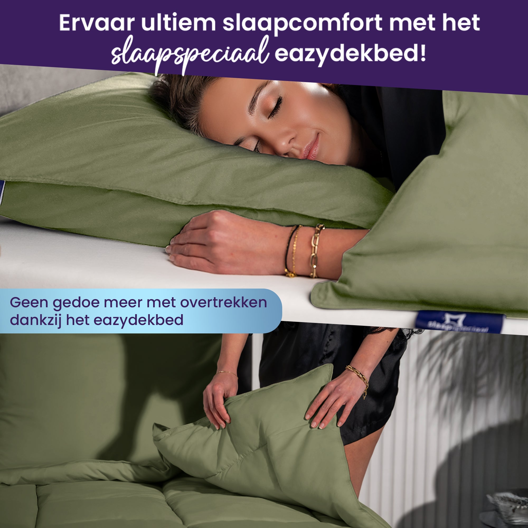 eazydekbed® – Groen - Hoesloos & Wasbaar – Voor het hele jaar