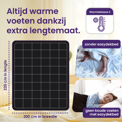 eazydekbed® – Zwart – Hoesloos & Wasbaar – Voor het hele jaar