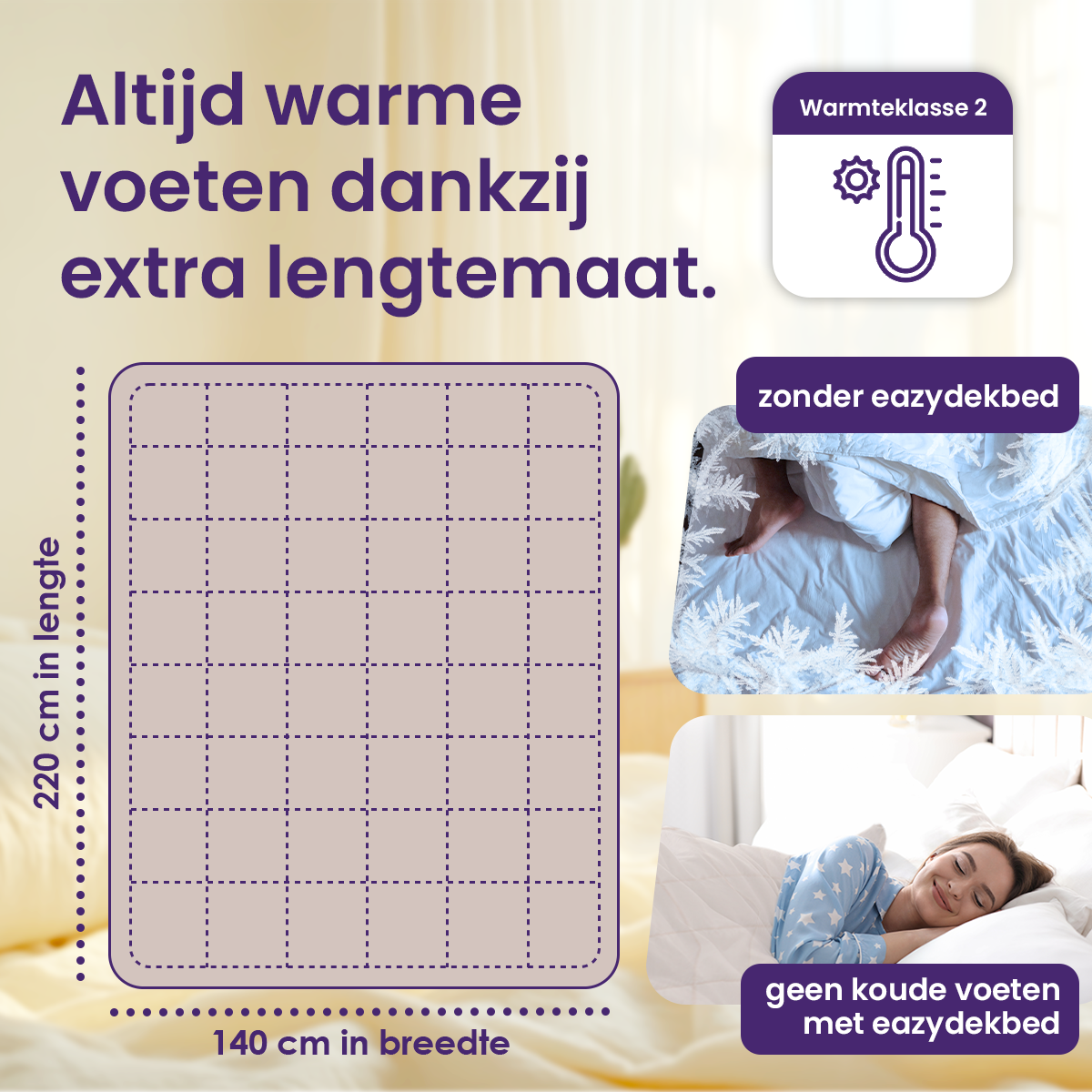 eazydekbed® – Beige – Hoesloos & Wasbaar – Voor het hele jaar