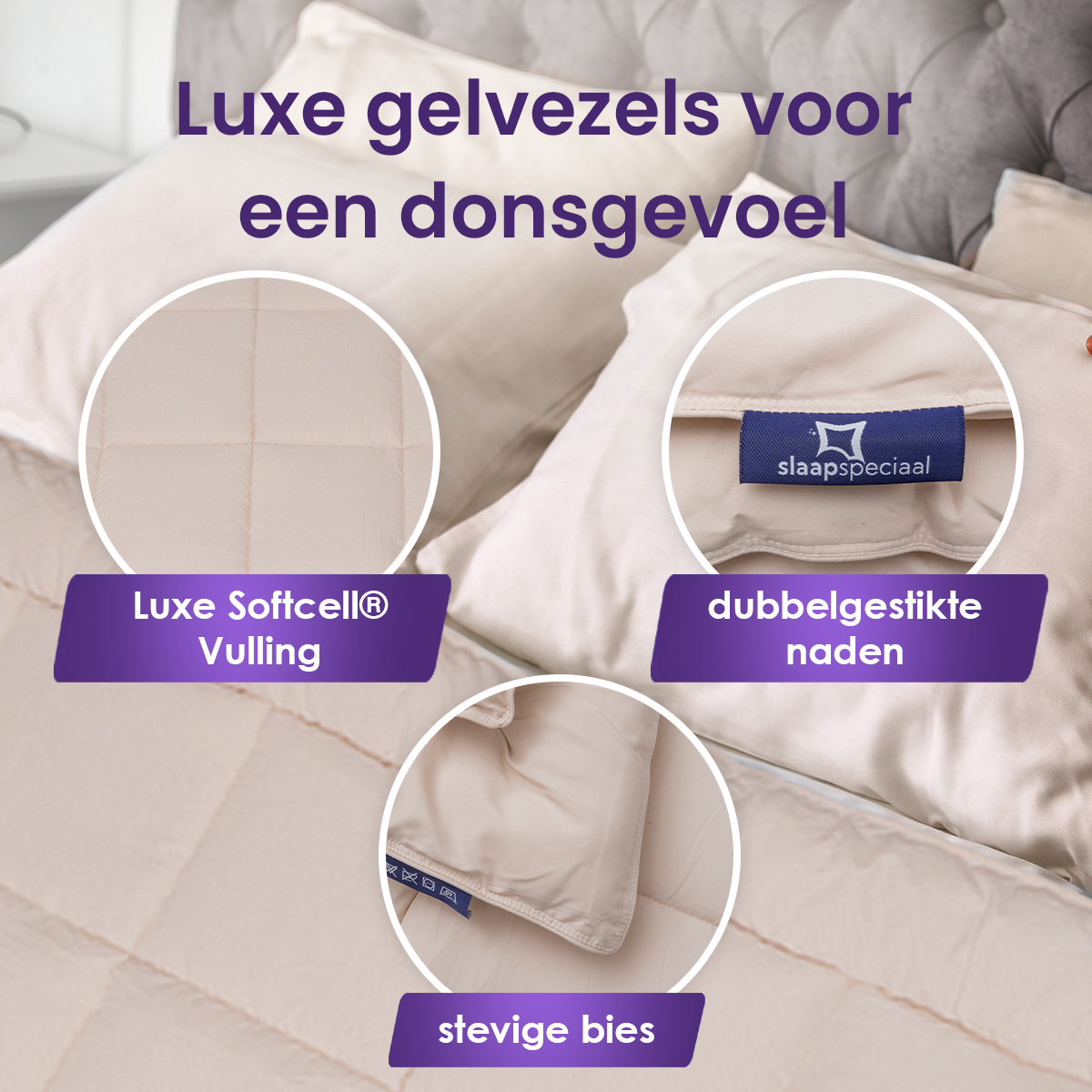 eazydekbed® – Beige – Hoesloos & Wasbaar – Voor het hele jaar