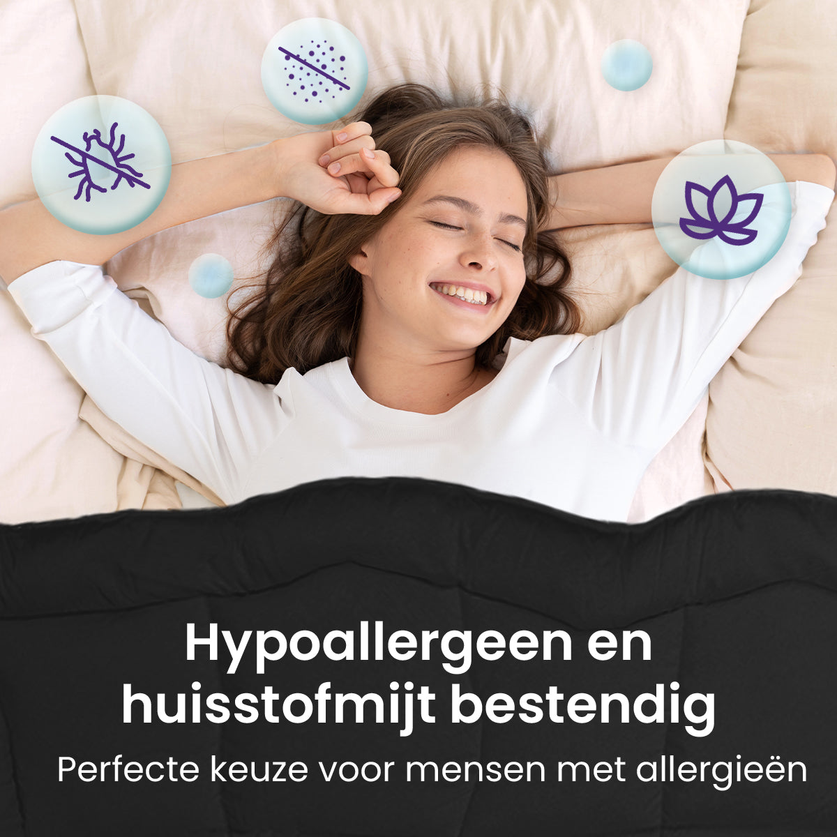 Slaapspeciaal Eazydekbed - Zwart - Dekbed Zonder Overtrek, Extra Lang, Luxe Gelvezels, Anti-Allergisch & Perfect Voor Elk Seizoen