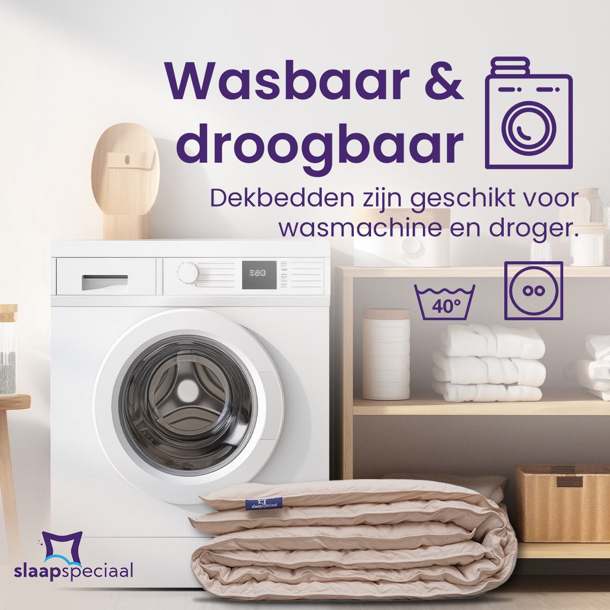 eazydekbed® – Beige – Hoesloos & Wasbaar – Voor het hele jaar