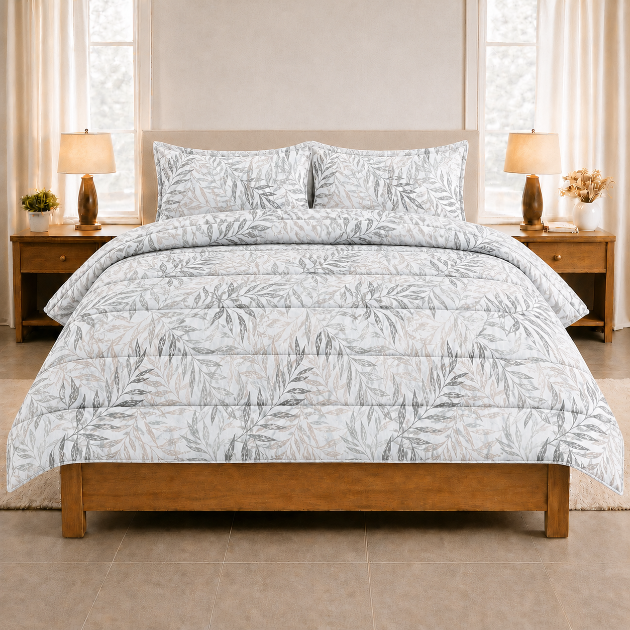 eazydekbed® – Sommer-Bettdecke aus Baumwolle – Bloomy – ohne Bezug & waschbar + GRATIS Kissenbezüge