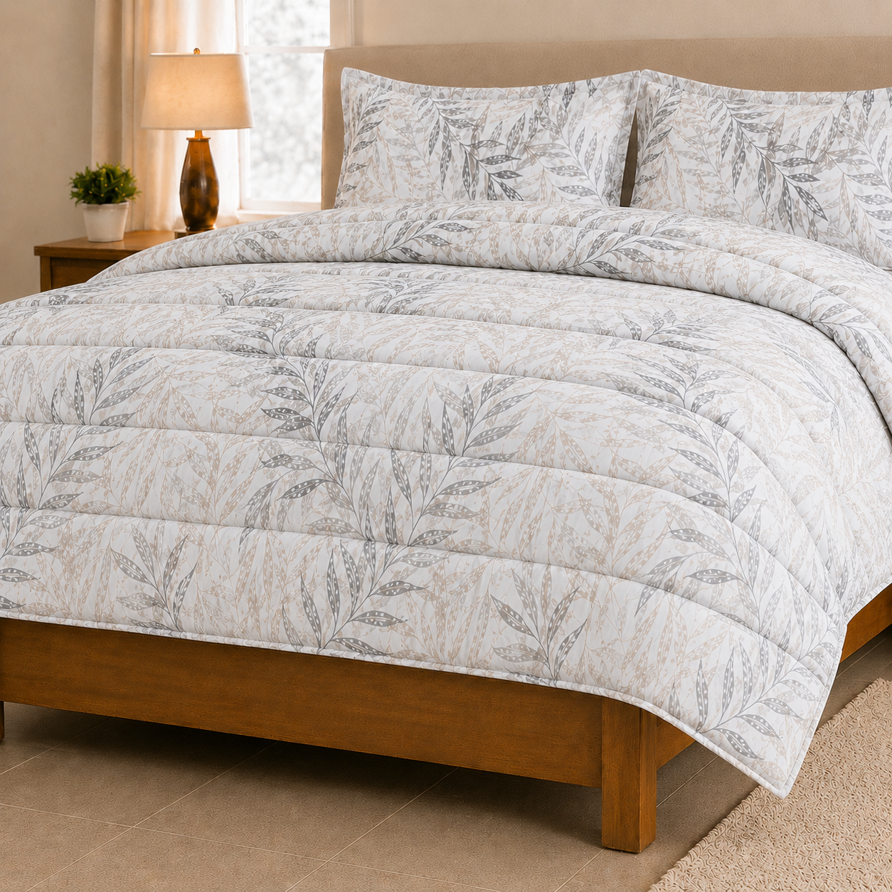 eazydekbed® – Sommer-Bettdecke aus Baumwolle – Bloomy – ohne Bezug & waschbar + GRATIS Kissenbezüge