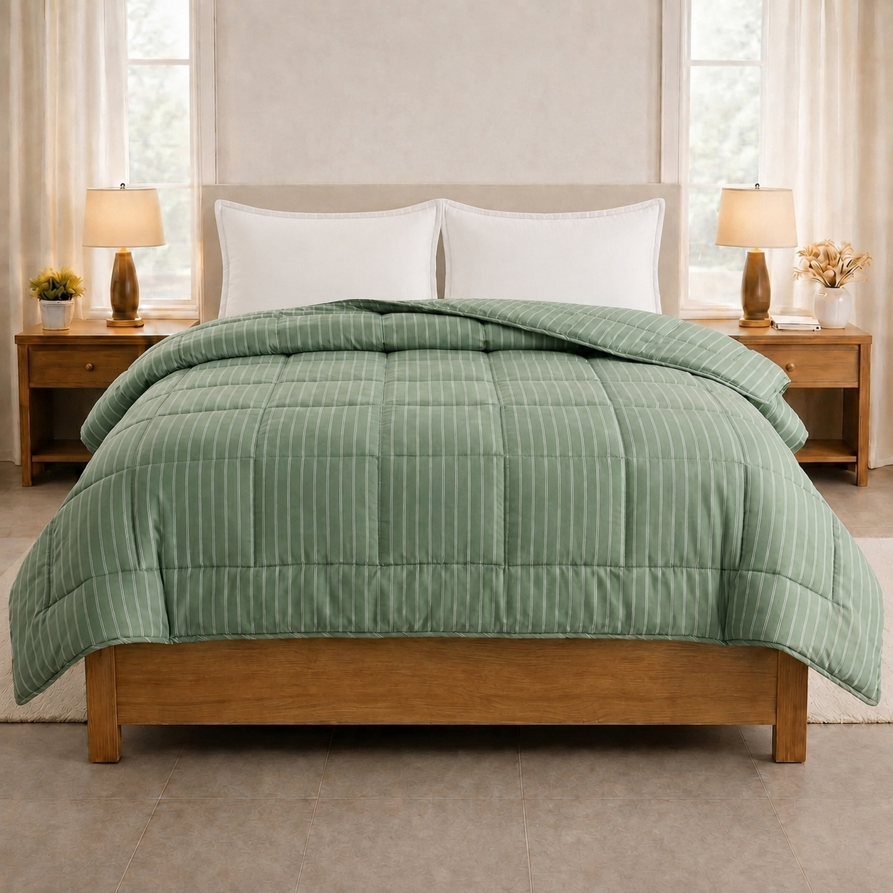 eazydekbed® - Zomerdekbed - Groen Stripe