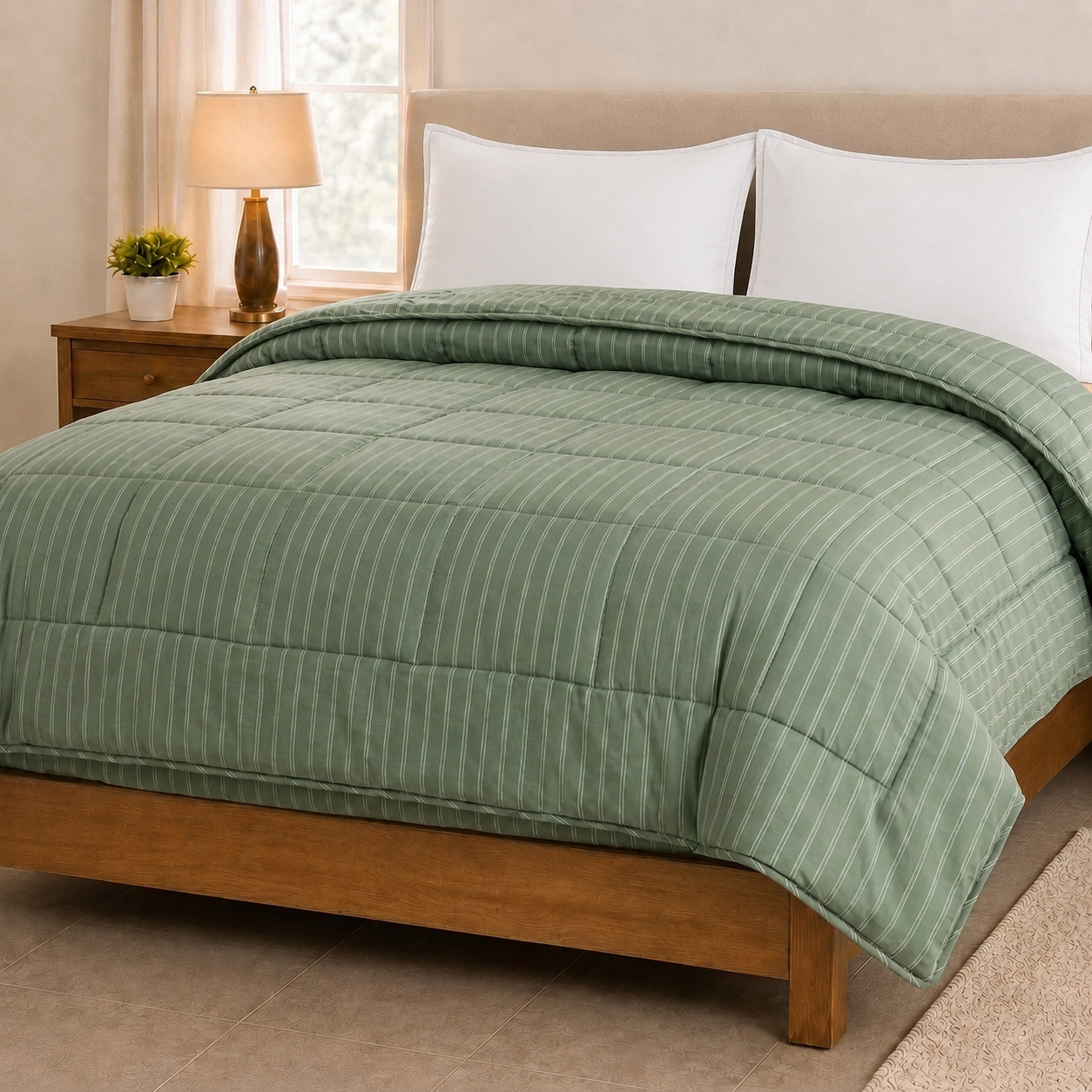 eazydekbed® - Zomerdekbed - Groen Stripe